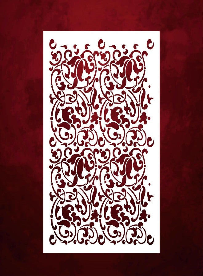 LC Creative Crafts استنسل جداري مزخرف بالزهور من إل سي كرييتيف كرافتس - استنسل طلاء قابل لإعادة الاستخدام مقطوع بالليزر للجدران والأثاث والحرف اليدوية وديكور المنزل DIY استنسل مايلر بنمط زهور عتيق للجدران والخشب والقماش ومشاريع الحرف اليدوية - 20 بوصة × 28 بوصة (LC000360) - Image 1